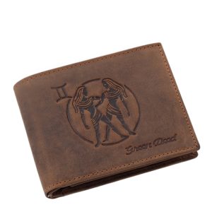 Bőr pénztárca Ikrek csillagjegy mintával dobozban GreenDeed GEM1021