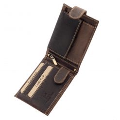 Igazi, minőségi vadász férfi bőr pénztárca méltóságteljes szarvasfej mintával a fedelén, minőségi díszdobozos kivitelben.