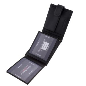 Modern és elegáns dizájnnal rendelkező valódi bőr férfi pénztárca, minőségi Corvo Bianco márkás, díszdobozos modell. Külső átkapcsolóval.