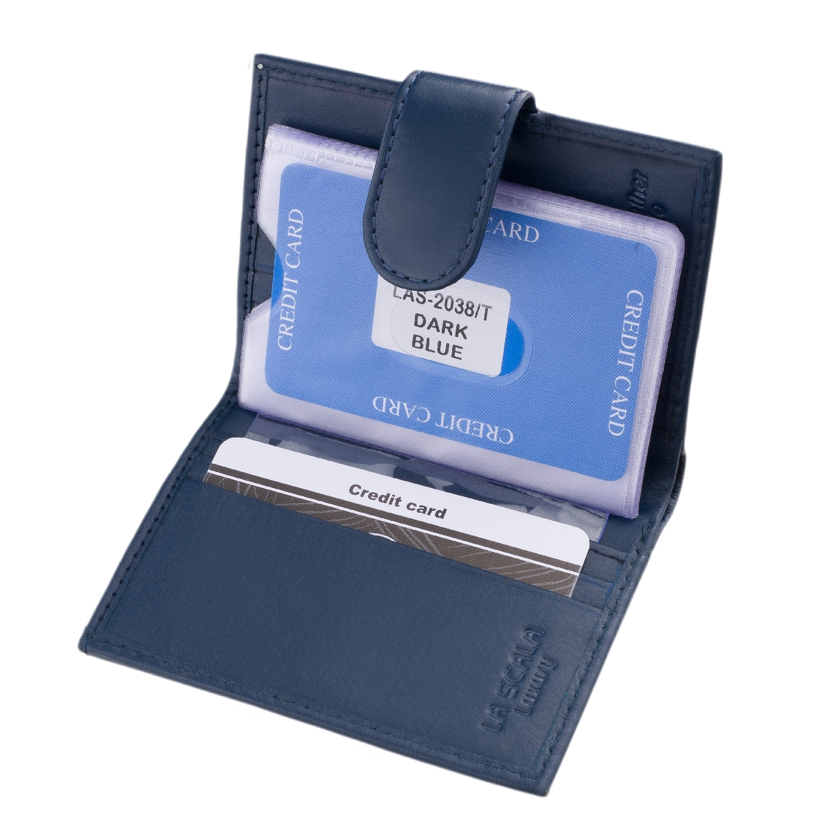 Divatos színekben elérhető, minőségi valódi bőr kártyatartó kis méretű, álló kivitelű praktikus kiegészítő, La Scala márkás modell.