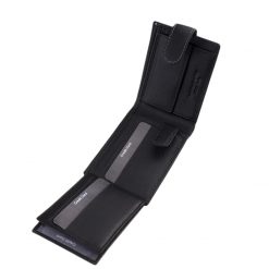 Kisméretű férfi pénztárca, praktikus kialakítással, valódi bőr anyagból gyártott, elegáns külsővel rendelkező, díszdobozos modell.