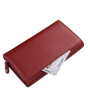 Praktikus elrendezésű, igazán elegáns, divatos fémlogós női pénztárca, mely minőségi, valódi bőr anyagból készült. Patentos fedéllel.