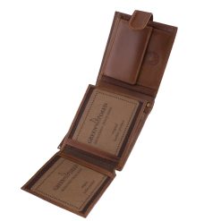 Nagyon szép, elegáns magas fényű, valódi bőr pénztárca, férfi vásárlóink számára természetes hatású modell, minőségi díszdobozban.