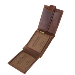 Természetes hatású, masszív valódi bőr férfi pénztárca, elegáns fényes külsővel, stílusos és minőségi díszdobozban kapható.