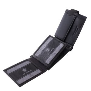 Egyedi felületi mintázattal készült elegáns férfi pénztárca valódi bőr alapanyagból praktikus átkapcsolóval stílusos és minőségi díszdobozban