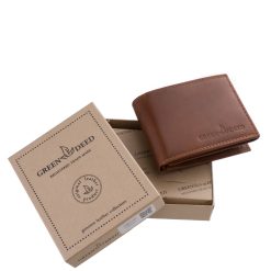 Díszdobozban kapható, elegáns fényes, valódi bőr férfi pénztárca, GreenDeed márkanév alatt készült minőségi, kisméretű modellünk.