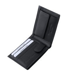 Valódi bőr férfi pénztárca, mely puha, kellemes tapintású marhabőr felhasználásával készült. Külső átkapcsoló füllel biztonságosan zárható.