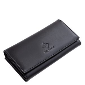 Italy Fashion benyomott logóval díszített, nagy méretű elegáns piros színű fényes valódi bőrből készült exkluzív női bőr pénztárca.