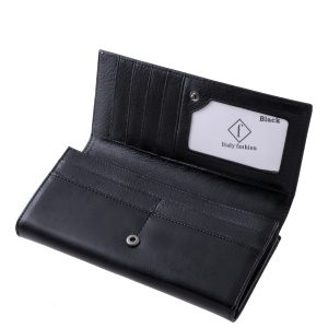 Italy Fashion benyomott logóval díszített, nagy méretű elegáns piros színű fényes valódi bőrből készült exkluzív női bőr pénztárca.