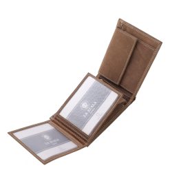 Kellemes fogást biztosító matt felületű divatos férfi pénztárca minőségi valódi bőr alapanyagból került gyártásra stílusos díszdobozos csomagolásban kapható