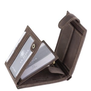 Stílusos dupla díszvarrással díszített valódi bőr férfi pénztárca matt felülettel, praktikus belsővel, igényes díszdobozos csomagolásban.