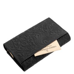 Valódi bőr női pénztárca modell, mely divatos színválasztékban érhető el, szép virágmintás külsővel, minőségi GreenDeed márkás termékünk.