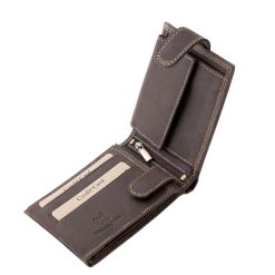 Igazán szép, rusztikus jellegű, valódi bőr férfi pénztárca mely karakteres természetes külsővel rendelkező, díszdobozban forgalmazott modellünk.
