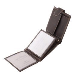 Igazán szép, rusztikus jellegű, valódi bőr férfi pénztárca mely karakteres természetes külsővel rendelkező, díszdobozban forgalmazott modellünk.