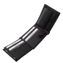 Elegáns és praktikus kialakítású, valódi, minőségi bőrből készült férfi pénztárca, amely kisméretű modell ideális választás mindennapi használatra.