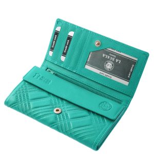 Prémium minőségű, valódi bőr női pénztárca, amely stílusos és praktikus kialakítással rendelkező nagy méretű modell divatos színekben gyártva.