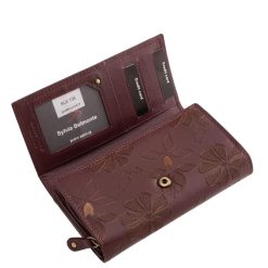 Ez a nagyméretű, divatos női bőr pénztárca nemcsak praktikus, hanem igazán egyedi is, köszönhetően a felületét díszítő, lézer-vágott virágmintáknak.