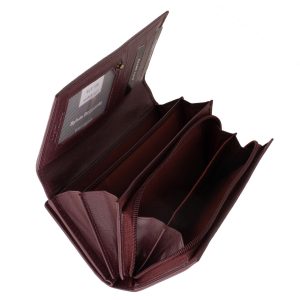 Ez a nagyméretű, divatos női bőr pénztárca nemcsak praktikus, hanem igazán egyedi is, köszönhetően a felületét díszítő, lézer-vágott virágmintáknak.