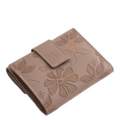 Puha tapintású, valódi bőr női pénztárca modell, felületét divatos lézer-vágott virágminta díszíti, kellemes színekben kapható minőségi modell.