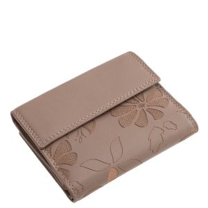 Puha tapintású, valódi bőr női pénztárca modell, felületét divatos lézer-vágott virágminta díszíti, kellemes színekben kapható minőségi modell.