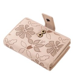 Ez a márkás női bőr pénztárca egyesíti a prémium minőségű anyagokat, a divatos lézer-vágott virágos dizájnt és a praktikus belső elrendezést.