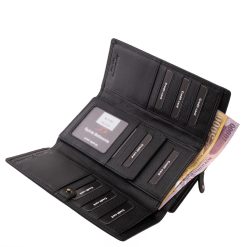 Sokoldalú, nagyméretű valódi bőr női pénztárca, fedelét virágmintás lézer-vágott motívum díszíti és divatos színekben érhető el webshopunkban.