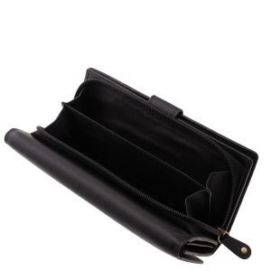 Sokoldalú, nagyméretű valódi bőr női pénztárca, fedelét virágmintás lézer-vágott motívum díszíti és divatos színekben érhető el webshopunkban.