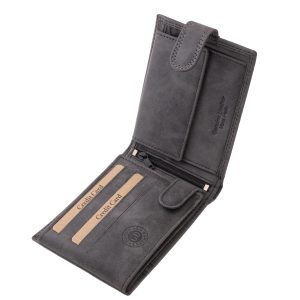 Ez a valódi bőr férfi pénztárca barna és szürke színekben érhető el, sportos és egyedi megjelenéssel, díszdobozban kapható modell.