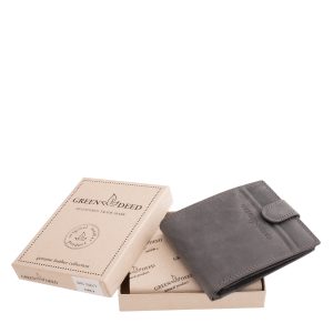 Ez a valódi bőr férfi pénztárca barna és szürke színekben érhető el, sportos és egyedi megjelenéssel, díszdobozban kapható modell.