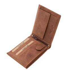 Ez a valódi bőr férfi pénztárca barna és szürke színekben érhető el, letisztult, sportosan elegáns és természetes megjelenéssel, díszdobozban.