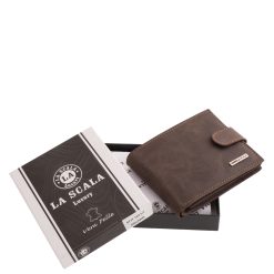 La Scala márkás, díszdobozos, prémium valódi bőr férfi pénztárca, amelyet a letisztult dizájn, az elegáns megjelenés és praktikus belső jellemez.