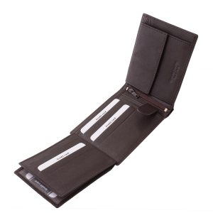 Elegáns valódi bőr férfi pénztárca modell fedelén a La Scala fémlogójával, stílusos díszdobozban kapható minőségi termék.
