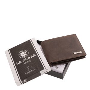 La Scala márkás, díszdobozos, prémium minőségű férfi bőr pénztárca, amelyet letisztult dizájn, elegáns megjelenés és kivételes praktikum jellemez.