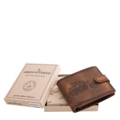 Karakteres megjelenésű, prémium minőségű valódi bőr férfi pénztárca, amelyet a motoros életérzés és a vintage stílus ihletett.