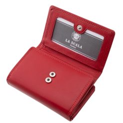 Divatos női bőr pénztárca izgalmas piros színben, melynek minőségi alapanyaga puha tapintású valódi bőr, a La Scala márkacsaládtól.