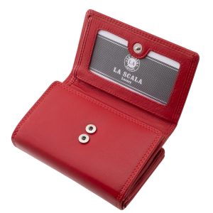 Divatos női bőr pénztárca izgalmas piros színben, melynek minőségi alapanyaga puha tapintású valódi bőr, a La Scala márkacsaládtól.