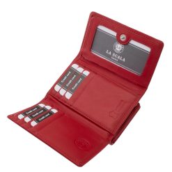 Divatos női bőr pénztárca izgalmas piros színben, melynek minőségi alapanyaga puha tapintású valódi bőr, a La Scala márkacsaládtól.