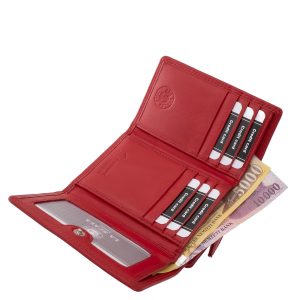 Divatos női bőr pénztárca izgalmas piros színben, melynek minőségi alapanyaga puha tapintású valódi bőr, a La Scala márkacsaládtól.