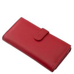 LA SCALA logóval díszített nagyméretű puha bőr női pénztárca praktikus belsővel. Fedelének széleit dupla soros dísztűzés teszi mutatóssá.