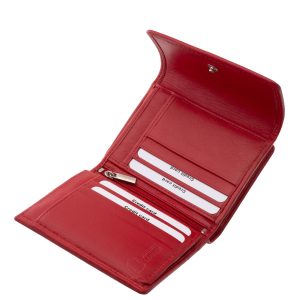 Kisméretű női pénztárca mely minőségi valódi bőr anyagból készült, praktikus kialakítású belsővel rendelkező divatos megjelenésű modell.