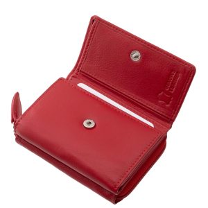 Divatos piros színű női pénztárca, puha tapintású valódi bőr modell a La Scala márkacsalád új, praktikus kialakítású, minőségi terméke.