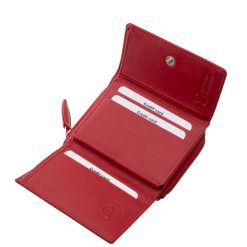 Divatos piros színű női pénztárca, puha tapintású valódi bőr modell a La Scala márkacsalád új, praktikus kialakítású, minőségi terméke.