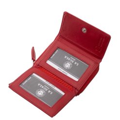 Divatos piros színű női pénztárca, puha tapintású valódi bőr modell a La Scala márkacsalád új, praktikus kialakítású, minőségi terméke.