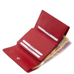 Divatos piros színű női pénztárca, puha tapintású valódi bőr modell a La Scala márkacsalád új, praktikus kialakítású, minőségi terméke.