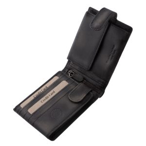 Ez a valódi bőrből készült, vintage stílusú férfi bőr pénztárca karakteres, sas mintás fedéllel és praktikus, patentos átkapcsoló pánttal készült.