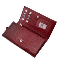 Mutatós, kiváló minőségű, croco mintás, valódi bőr, nagyméretű női pénztárca, egyedi, stílusos díszdobozban, mely igényesen tárolja a terméket.