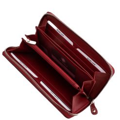 Stílusos croco mintás, nagyméretű, körbe cipzáros, valódi bőr női pénztárca, elegáns La Scala fémlogóval, mutatós és minőségi díszdobozban.