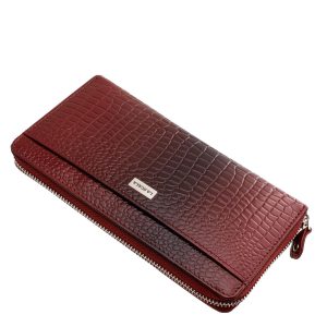 Stílusos croco mintás, nagyméretű, körbe cipzáros, valódi bőr női pénztárca, elegáns La Scala fémlogóval, mutatós és minőségi díszdobozban.