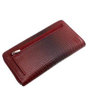 Stílusos croco mintás, nagyméretű, körbe cipzáros, valódi bőr női pénztárca, elegáns La Scala fémlogóval, mutatós és minőségi díszdobozban.