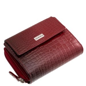 Stílusos és praktikus választás: valódi bőr , kisméretű női pénztárca divatos croco mintázattal, hozzá illő minőségi díszdobozban a La Scala-tól.